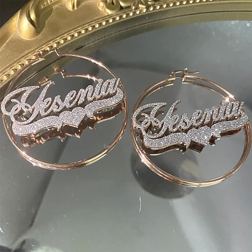 Custom Frosted Name Round Earrings Stainless Steel Personalized Customize Earring Women Jewelry Halloween Christmas Present 241128