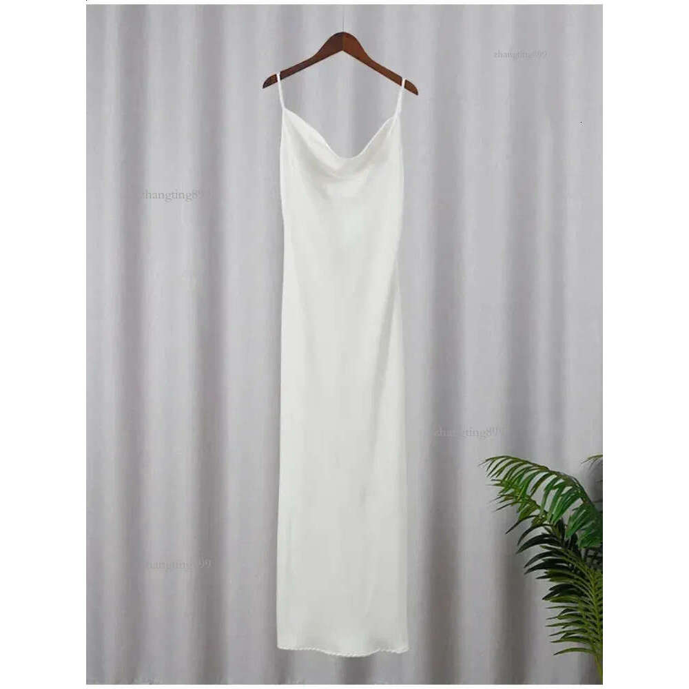 Elegant Backless Satin Women Long Dress Sexy Sleeveless Uneck Slim White Maxi Dresses 2024 Summer Female Beach Party Robes 240826