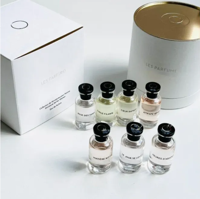Top Quality Fragrance Les Perfume Set 10ml 7pcs rose/ etoile filante/ cceur battant/ attrape-reves/ matiere noire/ le jour se leve/ heures d'absence with box fast delivery