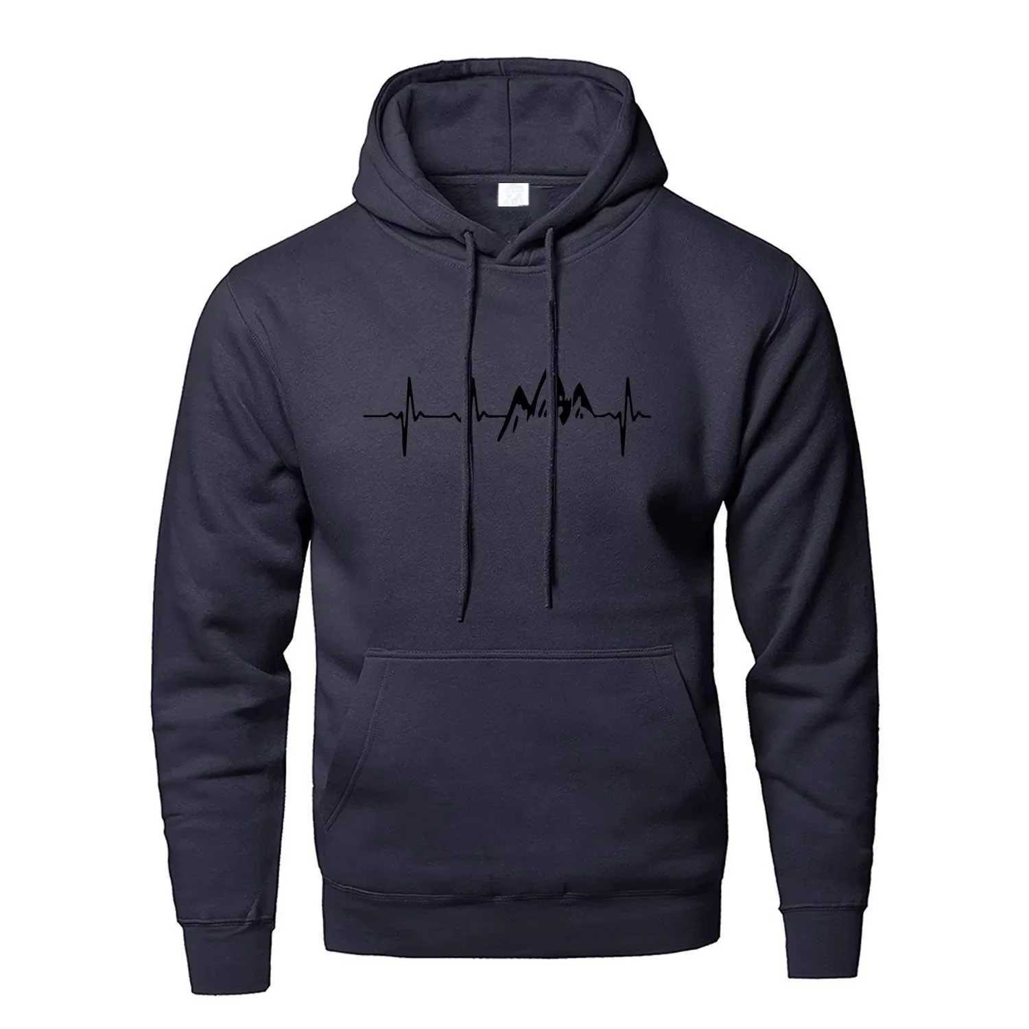 Mountain Heartbeat Hoodies for Teens Sweatshirt Autumn Long Sleeve Hooded Sweatshirt Hoodie Black Gray Sportswear XJ250621