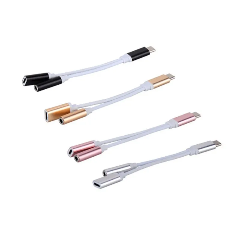 USB Type-C To 3.5mm Jack AUX Headphone Audio Splitter Converter Adapter Cable for Note 10 20 S20 Ultar S21 Galaxy Z Fold 2 Flip mobile Phone