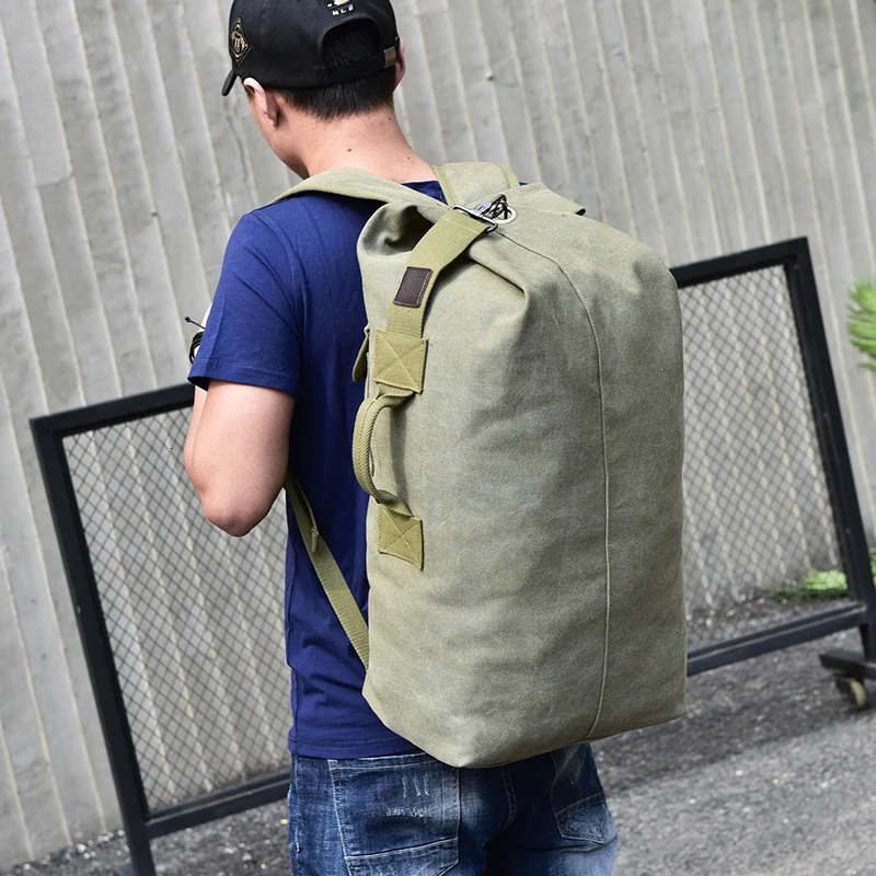 Man Travel Backpack Large Capacity Mountaineering Hand Bag High Quality Canvas Bucket Shoulder Bags Men Backpacks 241126
