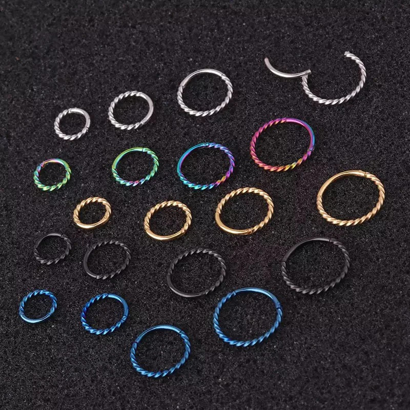 1PC Stainless Steel Opening Hinged Segment Clicker Ring Nose Septum Piercing Helix Cartilage Daith Twist Hoop 241125