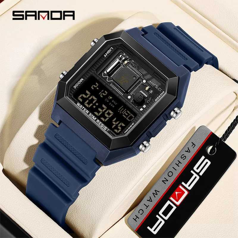 Sanda 6216 Ma and Fa Mens Student Ectronic New Square Mti Function reloj hbre Countdown Gift Watch Good quality free shipping