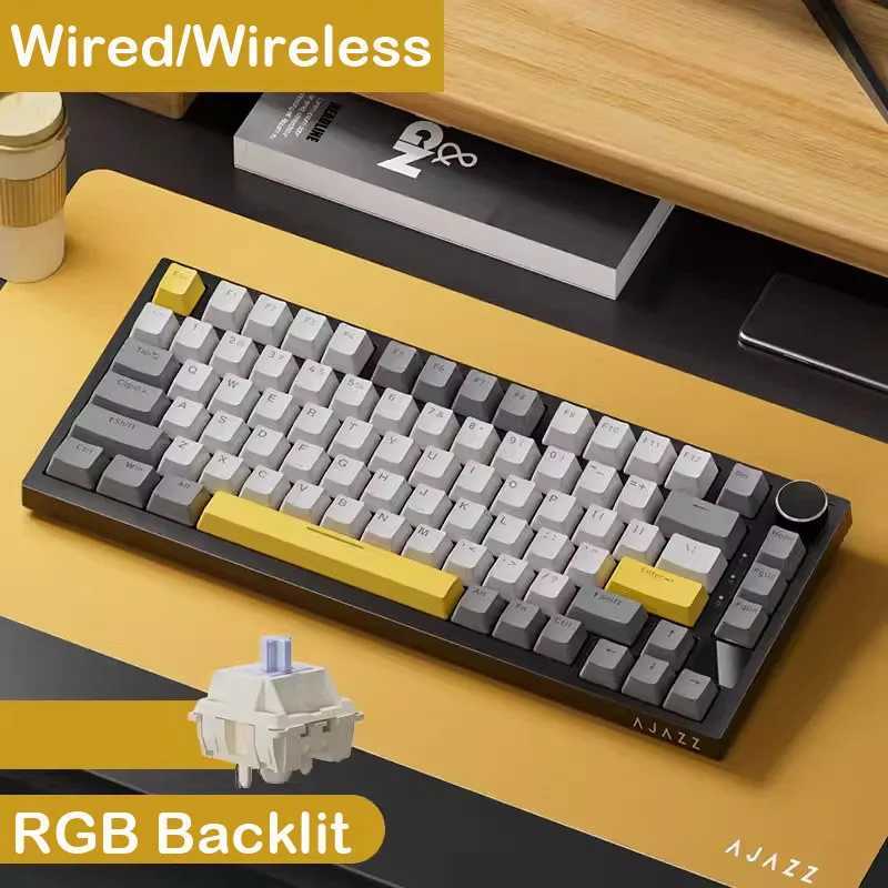 AJAZZ AK820/AK820Pro Mechanical Keyboard TFT Sn Mtifunctional Knob Gaming Keyboard Wired/2.4GHz/BT Connect PC Keyboard Y241126