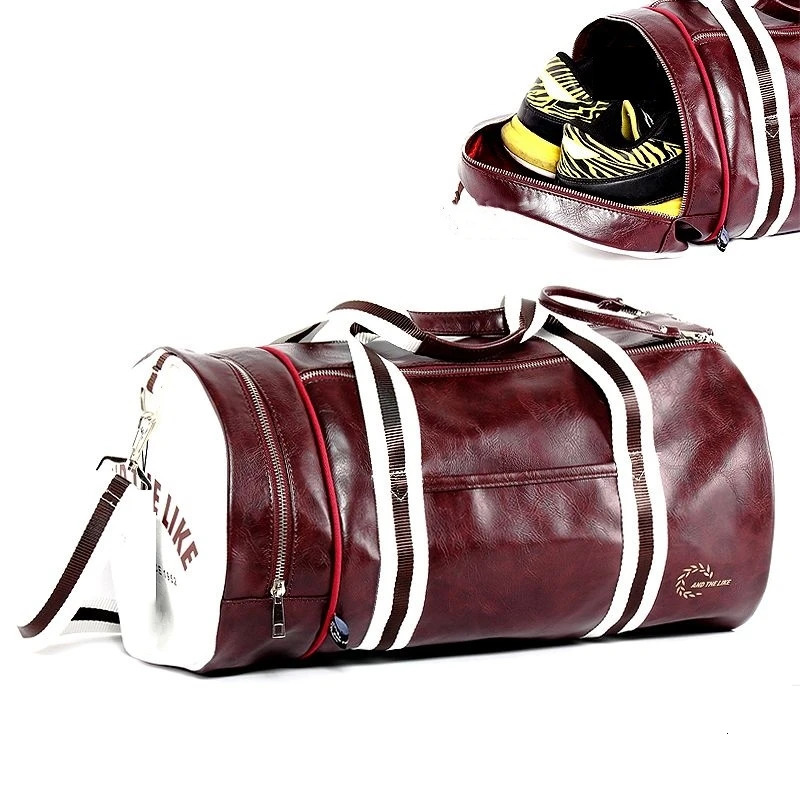 PU Sport Gym Bag Women Men Shoulder Bags Fitness Yoga Training Waterproof Travel Bag Handbag Daily Handbag Shoes Storage Pocket 240415