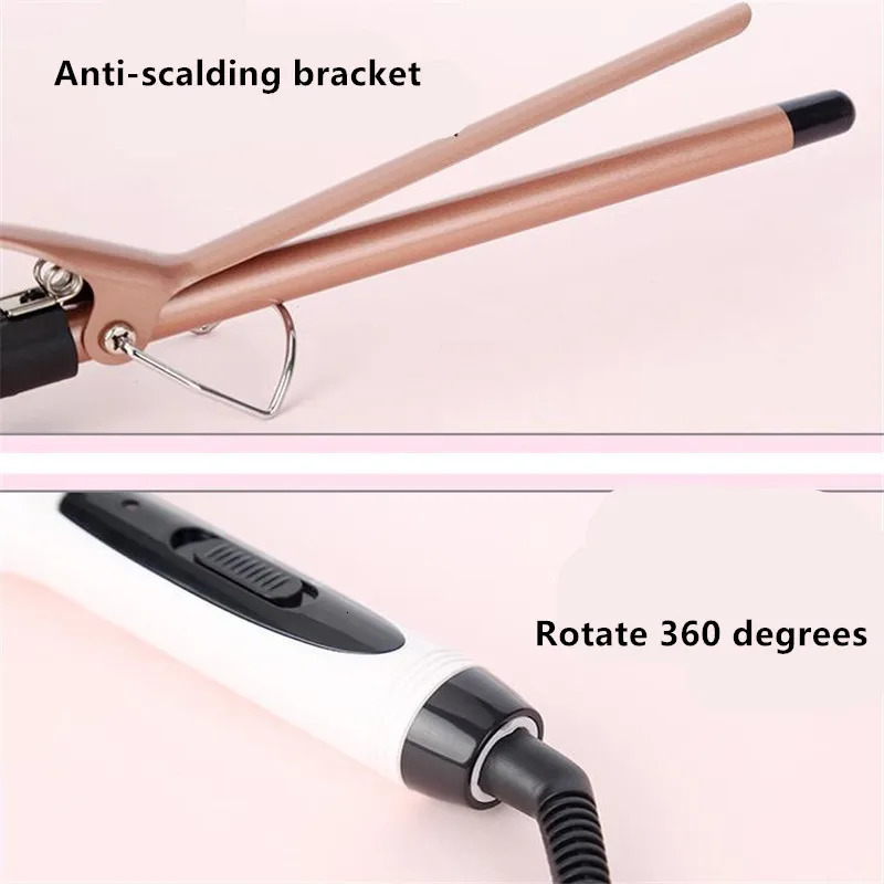 1PC 9mm 1m 22mm Professional Gold Electric Hair Curler Curling Iron Waver Pear Flower Cone Wand Styling Tool 2 240423
