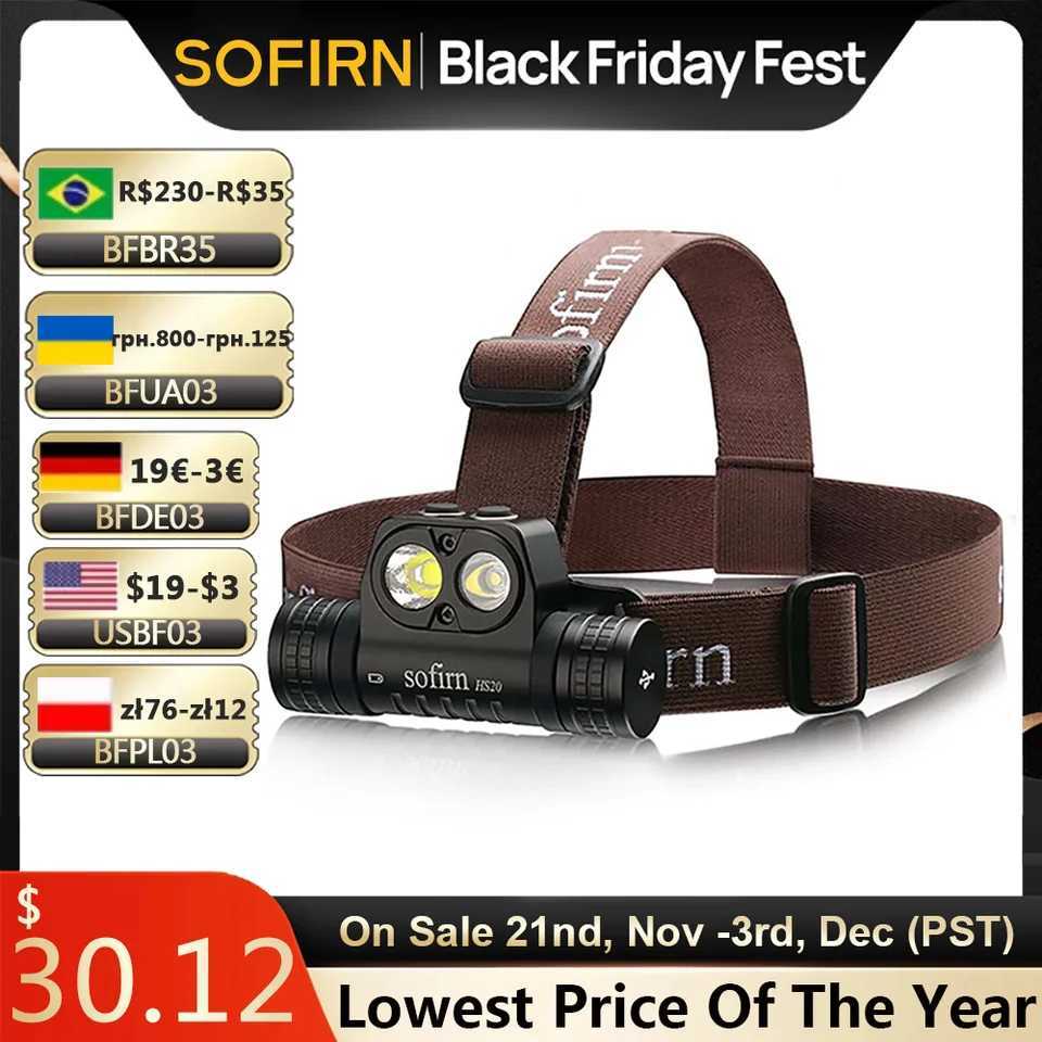 Sofirn HS20 2700lm USB C Rechargeable LED Headlamp 18650 Powerful Headlight with Spotlight Floodlight Dual Switch Indicator Z241129