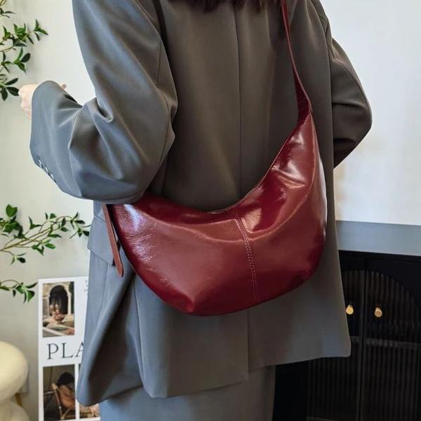 Large PU Leather Hobo Shoulder Bag for Women 2024 Korean Fashion Trend Crossbody Handbag