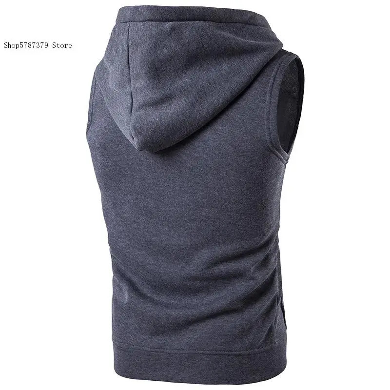 Mens Casual Hoodie with Sleeveless Zipper Sports Shirt Springsummerautumn Cotton Jacket Vest 241129