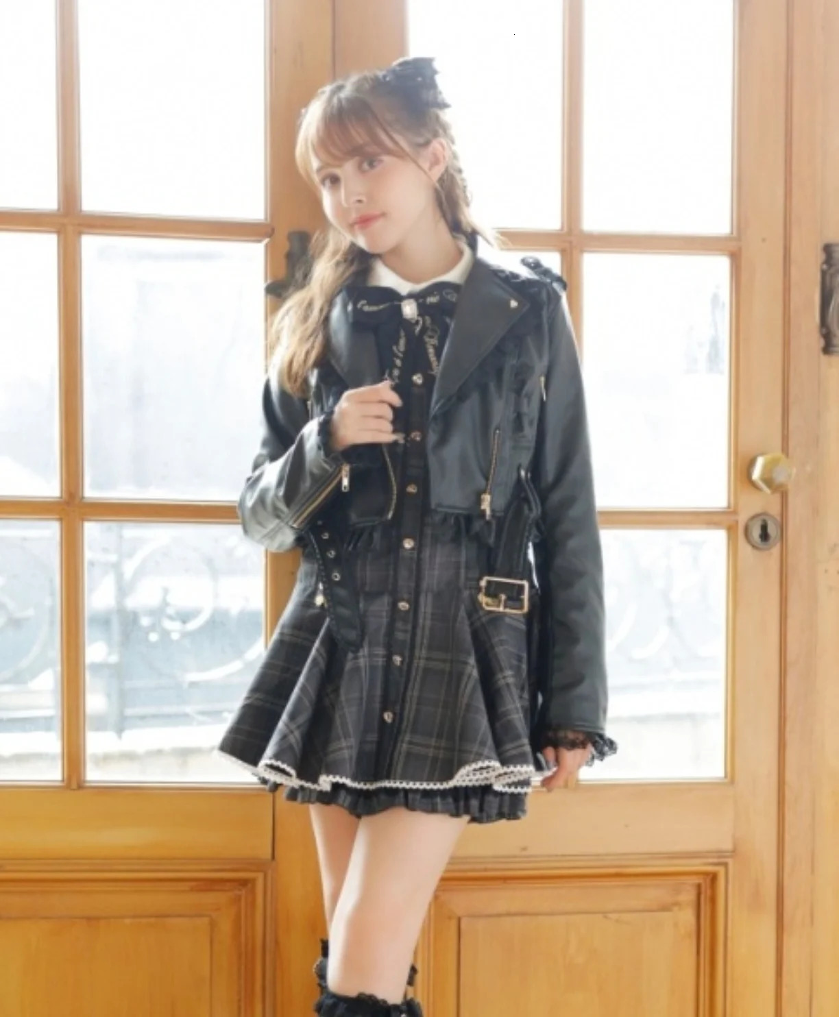 Streetwear Style Spring Autumn Womens Coats Japanese Mine Series Massproduced Leather Jacket Lace Edge Belt Slim Short Coat 241129