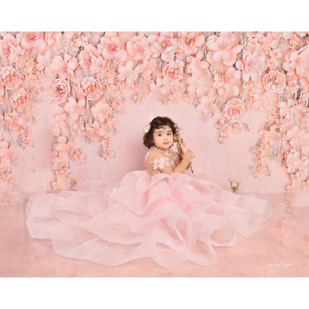 Neck Pink wer Girl Sheer Dresses Pearls Ball Gown Tiers Tulle Lilttle Kids Birthday Pageant Weddding Gowns Zj S