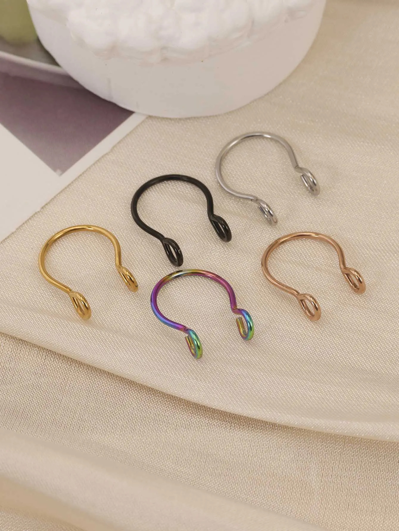 1Pc5pcs Set Horseshoe Nose Ring falseU Shaped Nath false Septum Rings316L Stainless Steel PiercingNon Pircing 241125