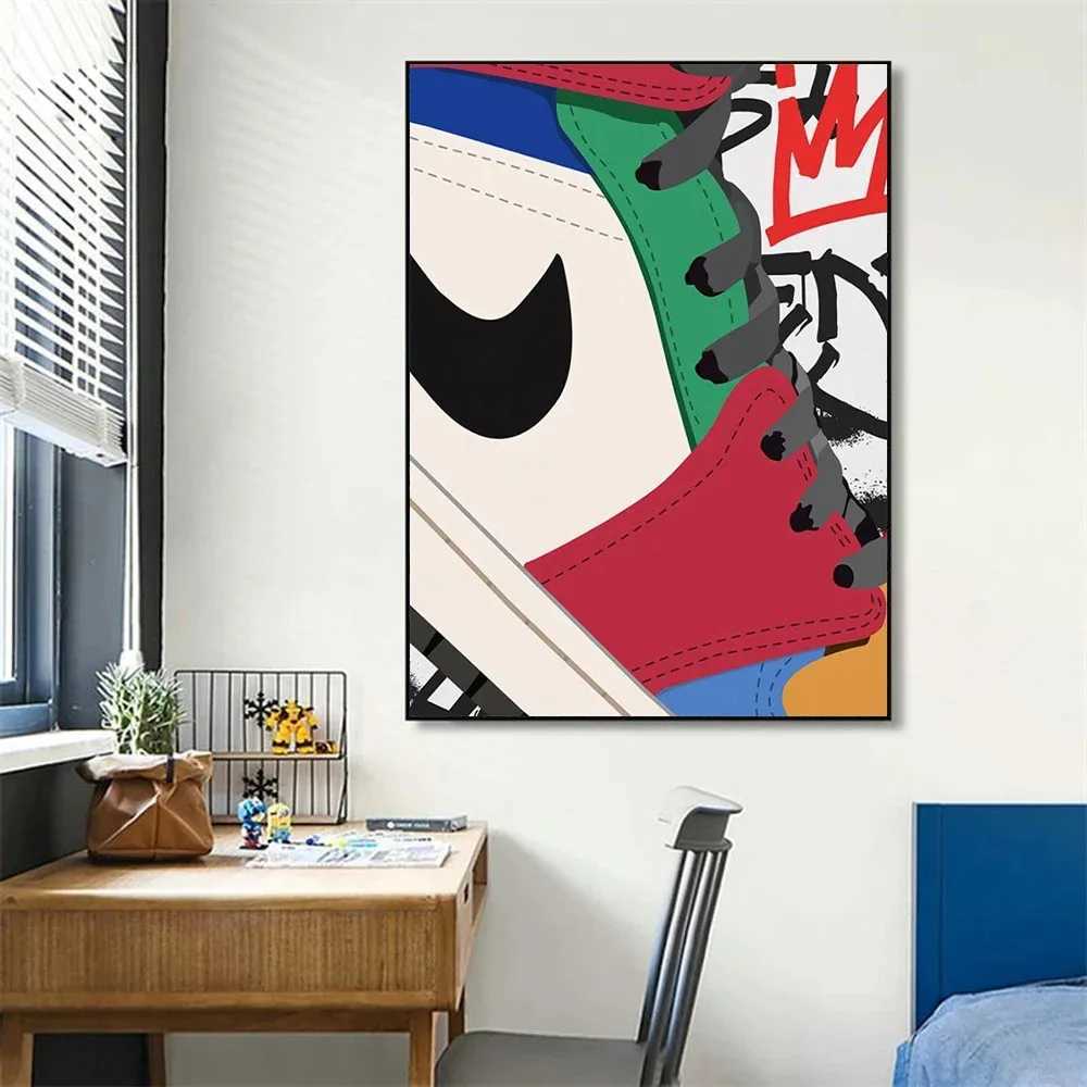 Graffiti fashion sneakers wall art posters ral modern home decoration canvas painting pictures printing gifts boys room decoration W241128