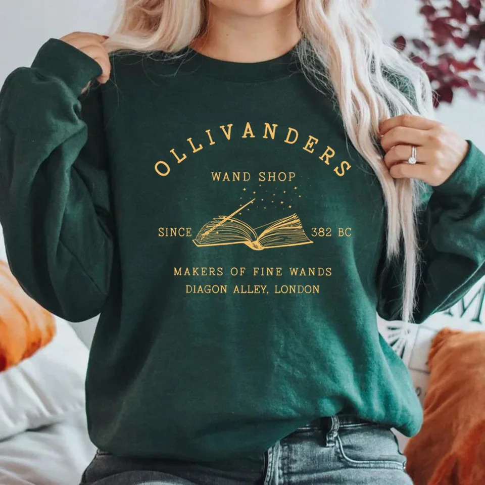 Wizard Book Shop Sweatshirt HP Sweater Magic Hoodie Long Sleeve Sweatshirts Nerd Pullover Fans Gift 241126