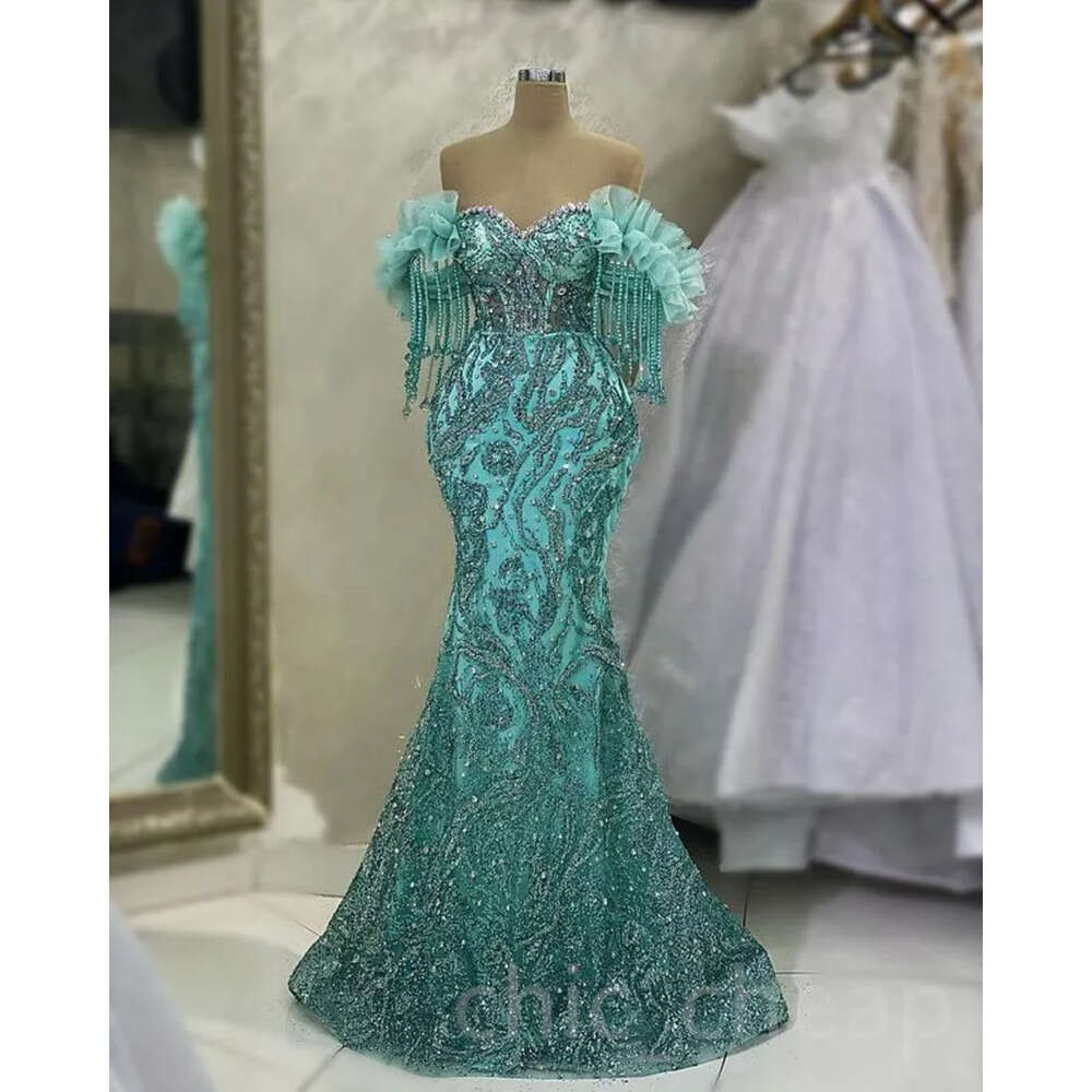 Urious May Aso Mermaid Ebi Prom Crystals Sequined Lace Evening Formal Party Second Reception Birthday Engagement Gowns Dress Robe De Soiree Zj 6660306