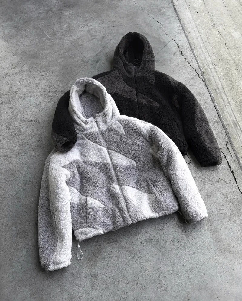 2024 Retro High Street Clothing Fashion Spliced Oversized Jacket Men Y2K European and American Casual Hooded Zipper Coat Women 241120