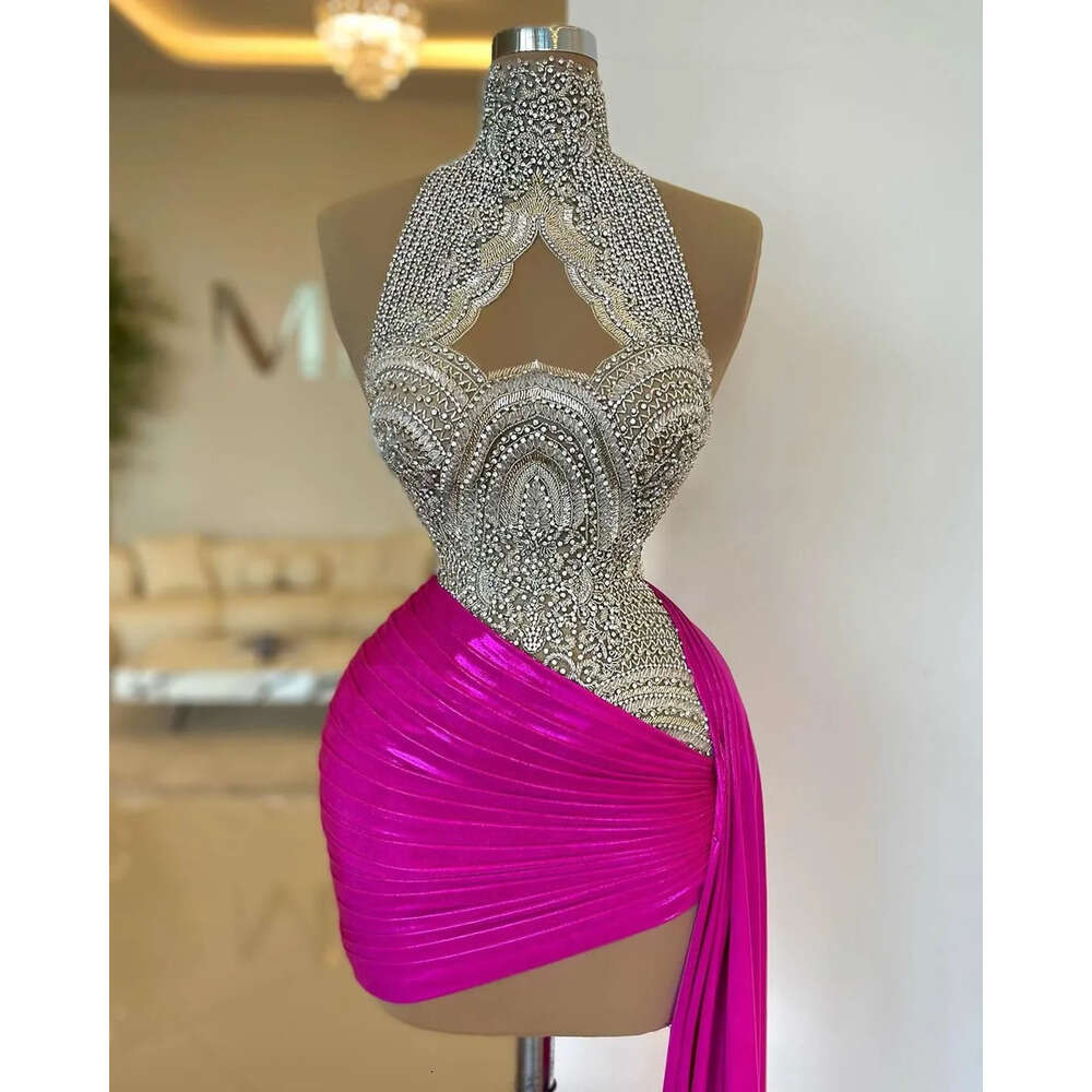 Dress Graduation Lace Sheath Fuia Beaded Satin Short Mini Homecoming Party Formal Tail Prom Gowns Dresses Zj Es 6660306
