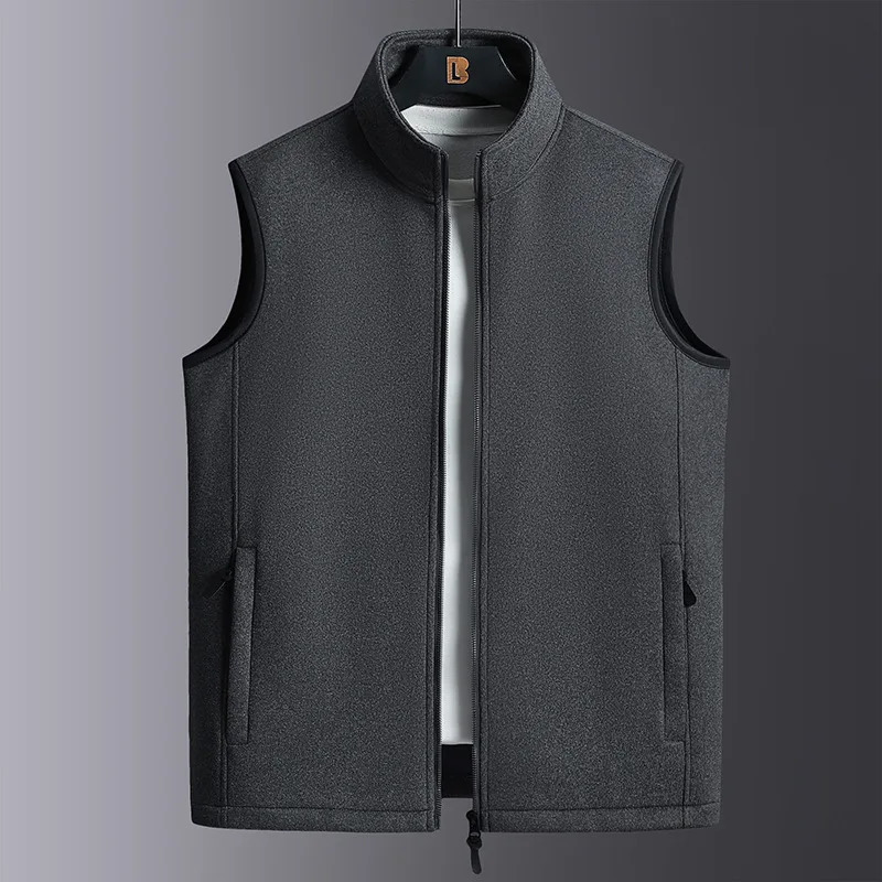 2024 Fashion Plus Size Male Warm Waistcoat Fleece Vest Mens Lamb Cashmere Sleeveless Coat Men Clothing Winter 241129