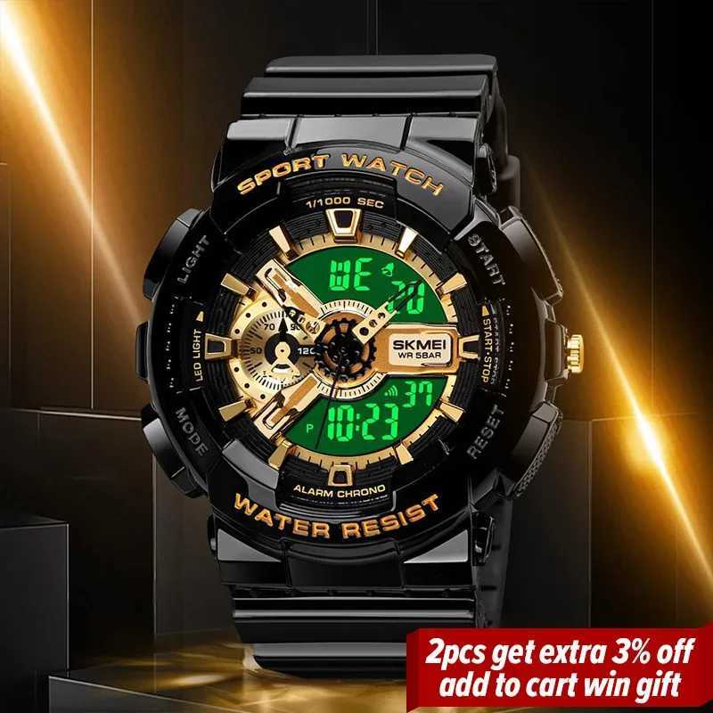 SKMEI Youth Sport Digital Mens Shockproof Waterproof Two Hand Wrist D Timing Alarm Clock Mens Cool Hour M241128