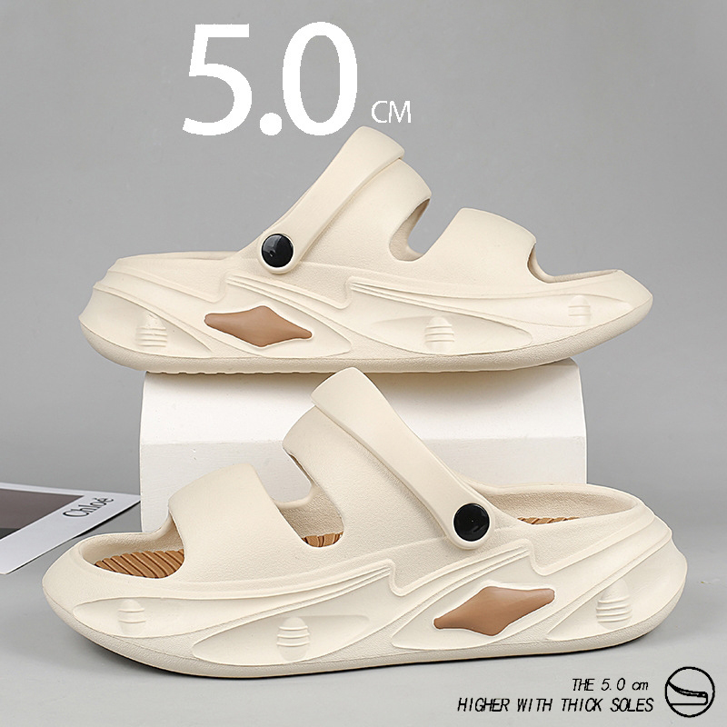 thick soles summer men's Beach anti slip dual-purpose sandals external wear couple's oversized perforated shoes Lhshoe