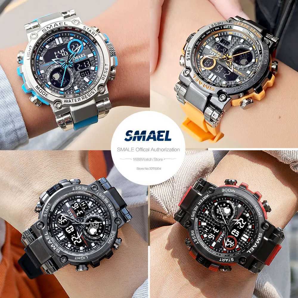 SMAEL Light e Sport Digital for Men waterproof dual time display timing quartz watch with automatic date week 1803B M241128