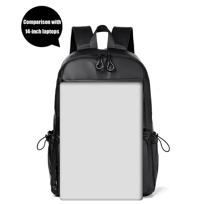 A 14 Inch Mens Backpack Large Capacity Travel Leisure Solid Color Pu Computer Fashion Men And Women Students Schoolbag y241126