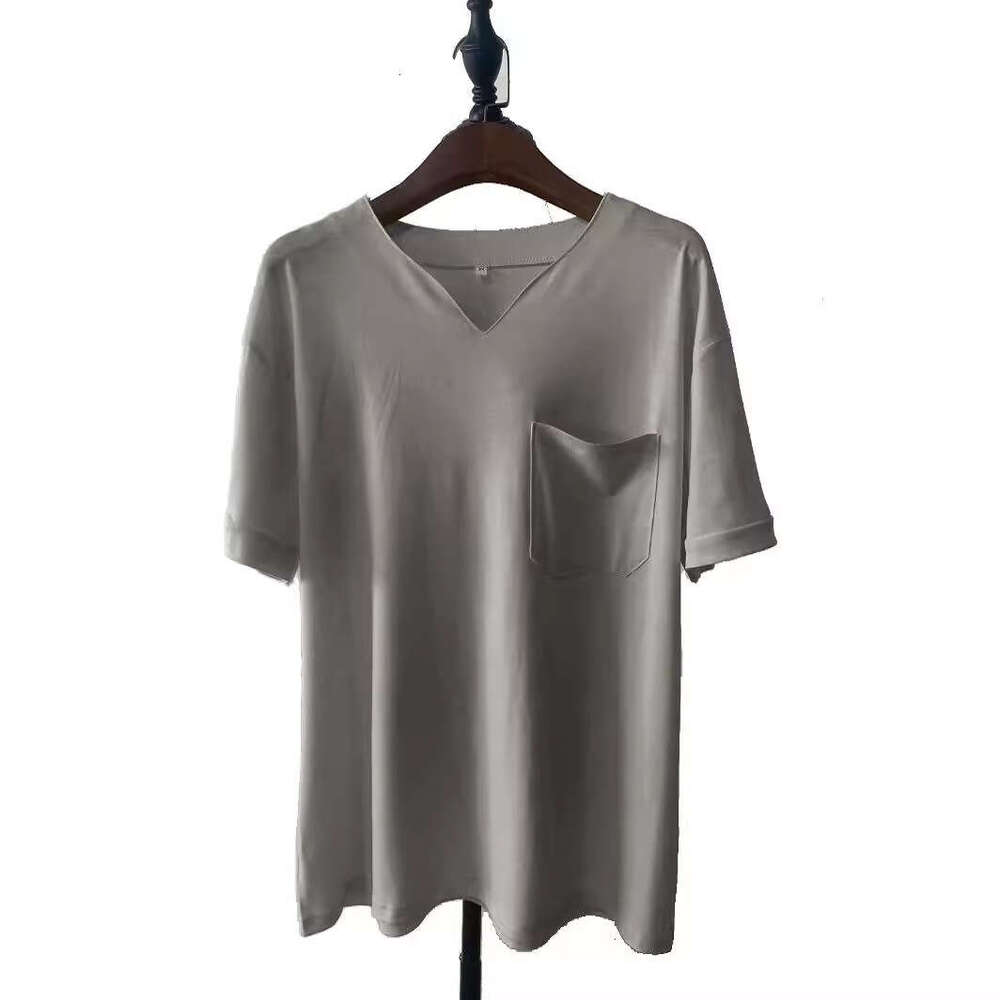 Muscle Men's Fiess Plus Size Sports T-Shirt With Elastic Cotton Pockets, Short Sleeves, Summer V-Neck Top, Trendy Clothing, Fashionable And Casua