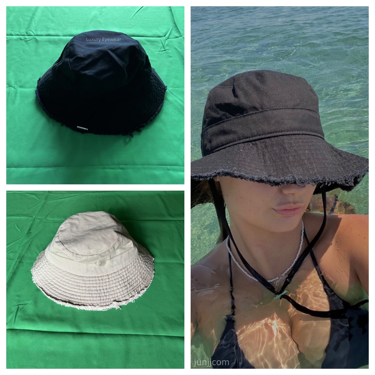 Women's bucket hat Bob wide edge beach hat black beige hat baseball cap snapshot outdoor canvas prevent sun