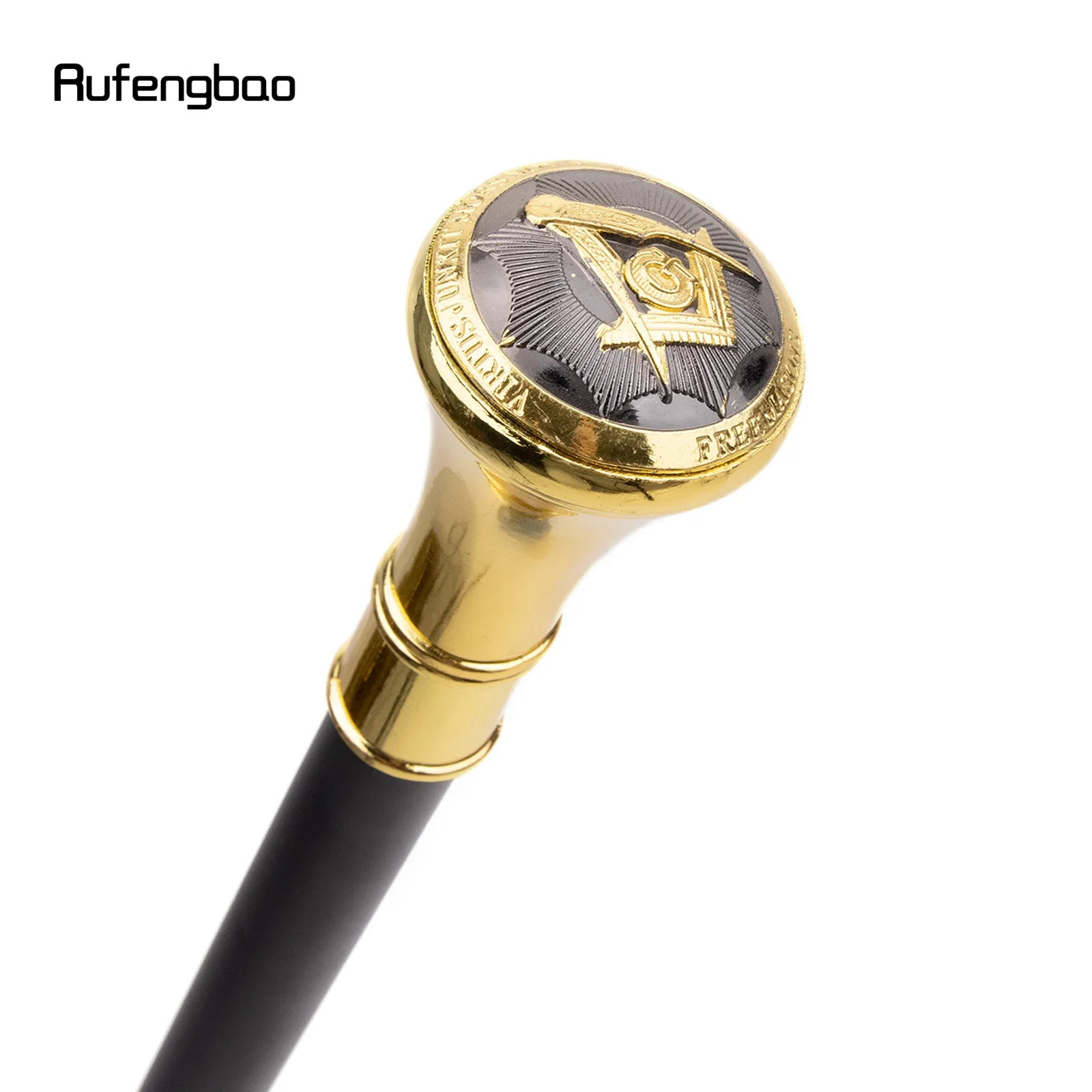 Golden Freemasonry Freemasons VG Totem Relief Walking Cane Fashion Walking Stick Gentleman Crosier Knob Walking Stick 93Cm 24