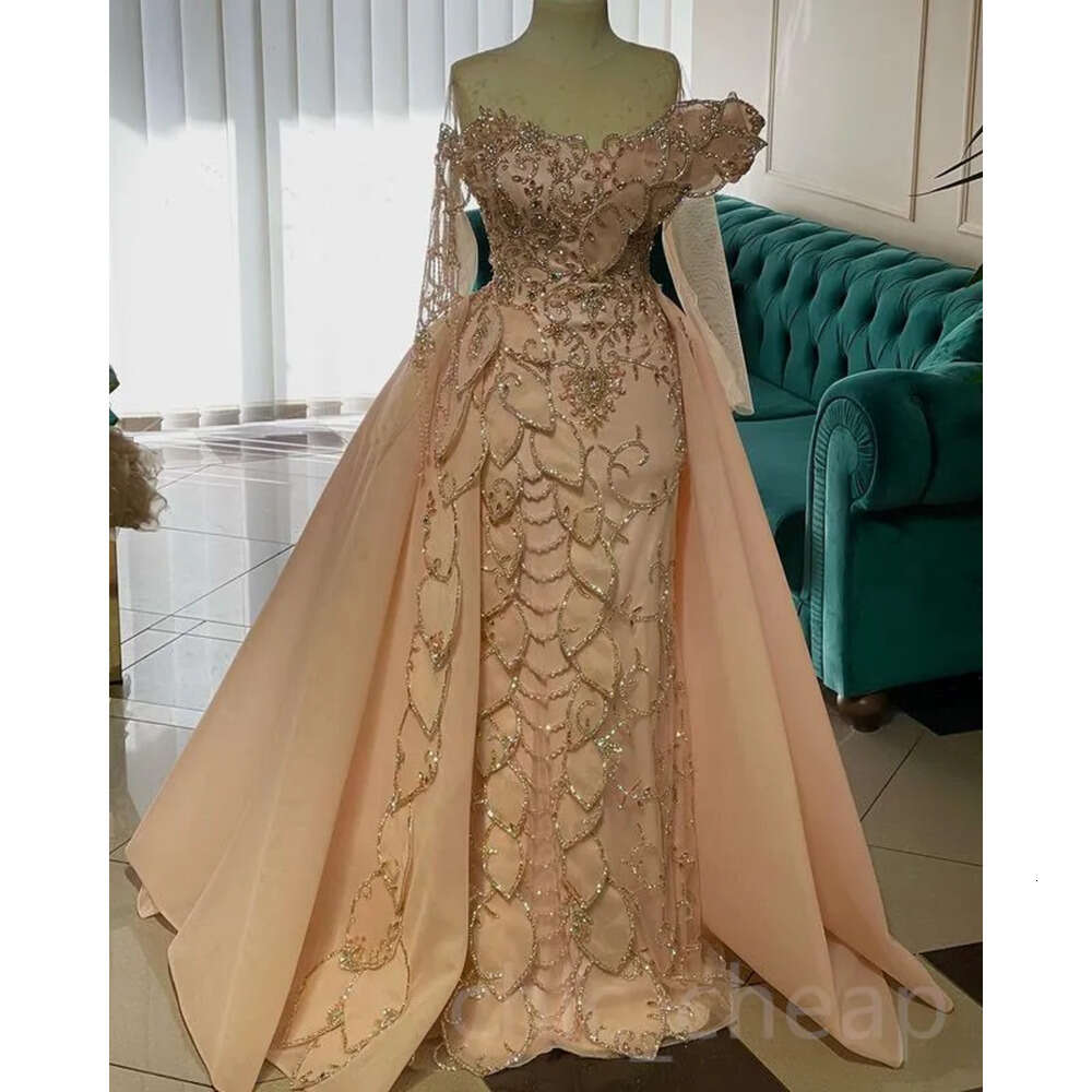 Ebi Gold Aso August Mermaid Prom Dress Beaded Crystals Evening Formal Party Second Reception Birthday Engagement Gowns Dresses Robe De Soiree Zj Es 66
