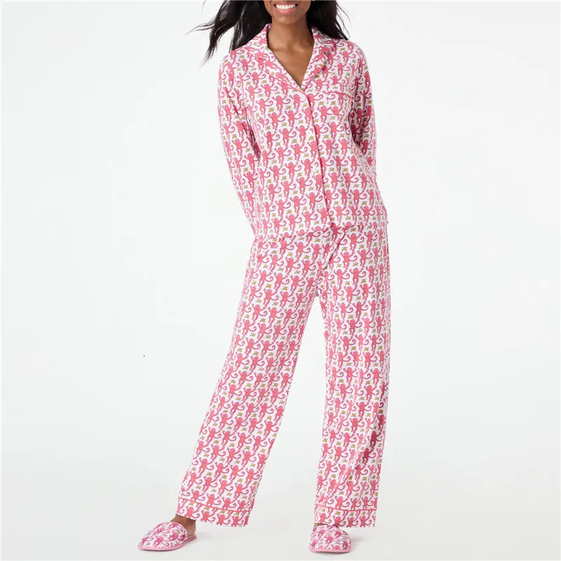 2025 Designer Roller Rabbit Monkey Preppy Pjs Cute Pj Women's Pants Y2k Long Sleeve Pamas Set 2-piece Casual Clothing