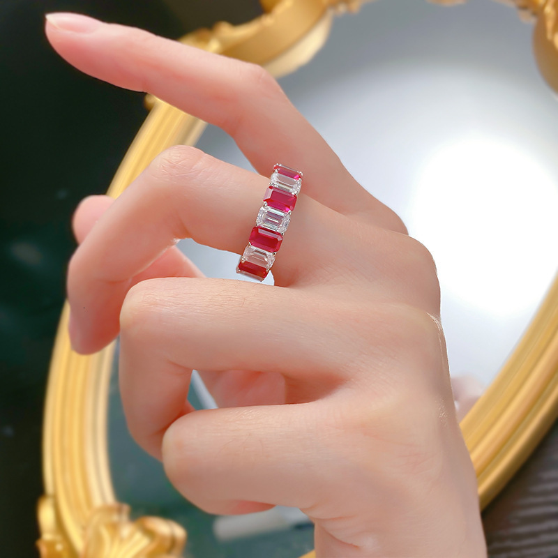 Lovers Ruby Diamond Ring 100% Real 925 sterling silver Party Wedding band Rings for Women Men Engagement Jewelry Gift 240624