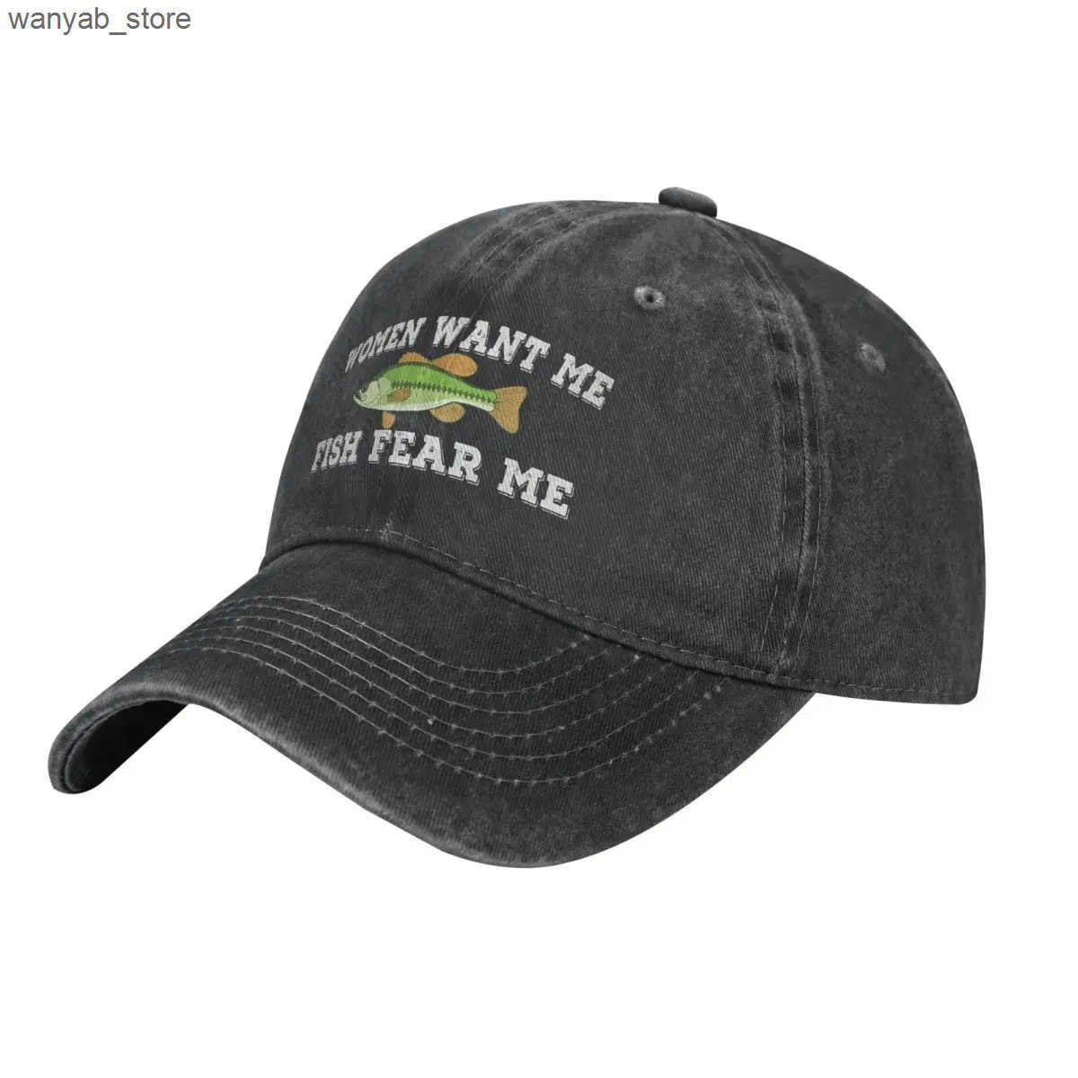 Ball Caps Women want me to be afraid of fish women love me fish are afraid of me dad quotes saxophone joke baseball cap pea cap meme cap L240910 L0910