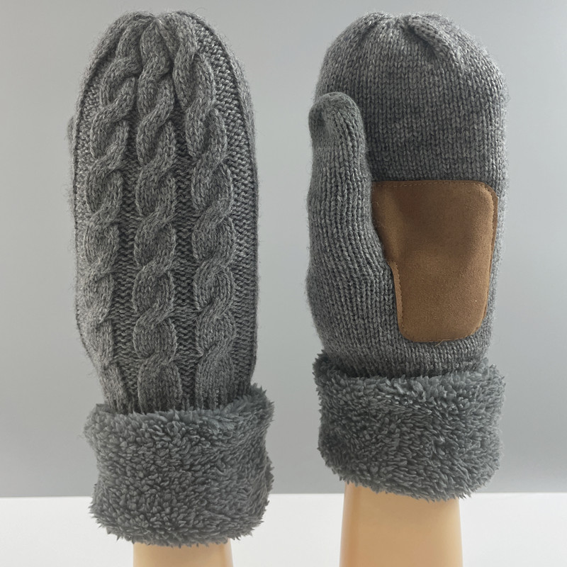 Touchscreen Knitted Woolen Gloves for Men and Women in Autumn and Winter Outdoor Windproof and Warm Protection Thickened Adult Fingers with Velvet