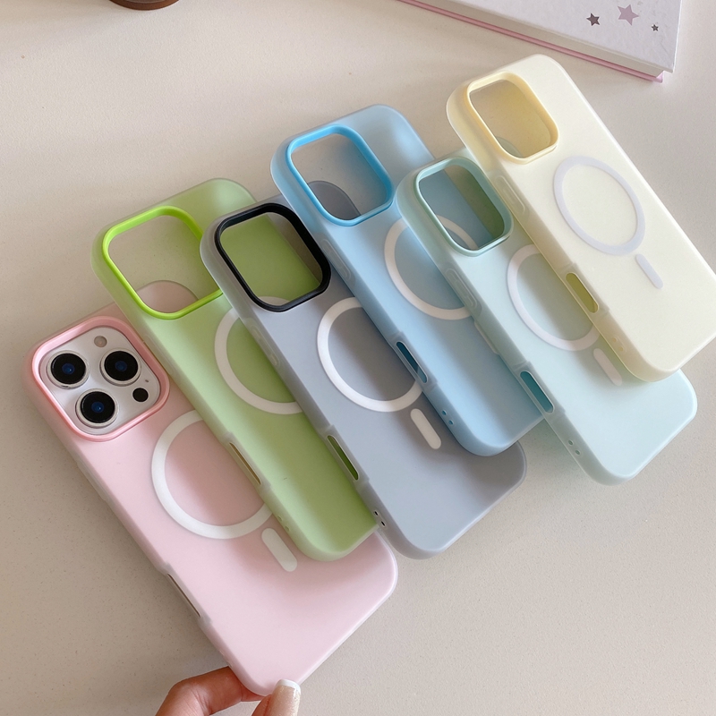 16E Magnet Wireless Charging 2in1 Cases For Iphone 16 Pro Max 15 Plus 14 13 12 11 Colorful Jelly Candy Hard PC Soft TPU 2in1 Hybrid Layer Magnetic Fro