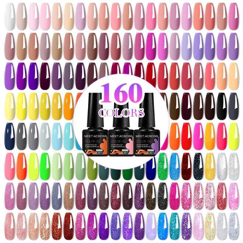MEET ACROSS 80/20Pcs Flash Color gel nail polish Set Flash Semi Permanent Mixed Nail Art Clearcoat Nail Treatment Kit W241128