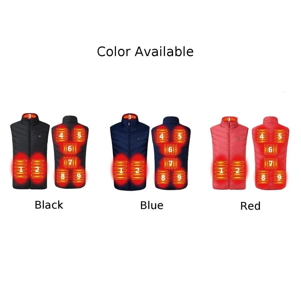 Womens Mans Soft Infrared Electric Heated Suit Flexible Thermal Gel 9Heating Zones Cotton Glaze USB Winter Autumn Sports 241129