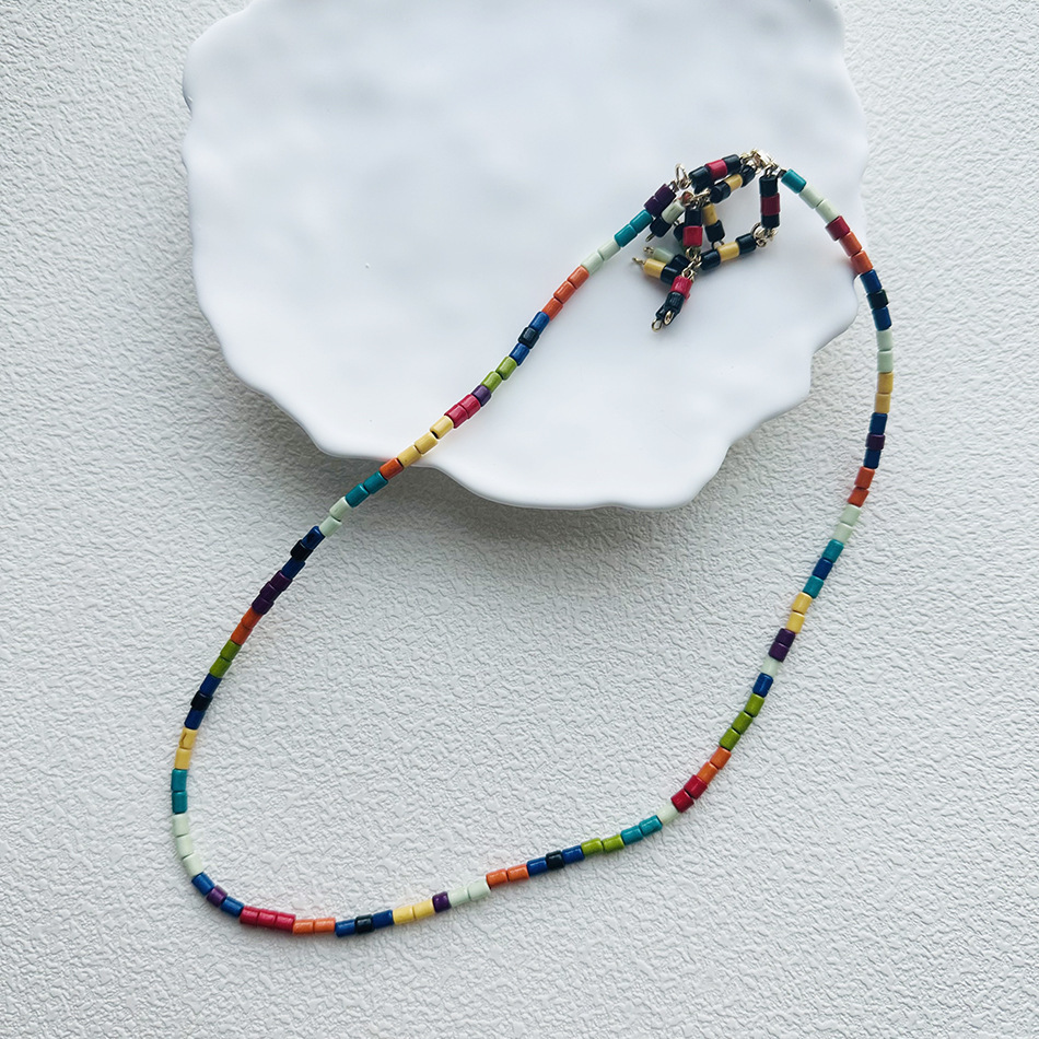 Chokers Opal chrysoprase green onyx moonstone Lily Tropical Rainbow Silk Knotted Open Loop Necklace colourful natural stone beaded 230927