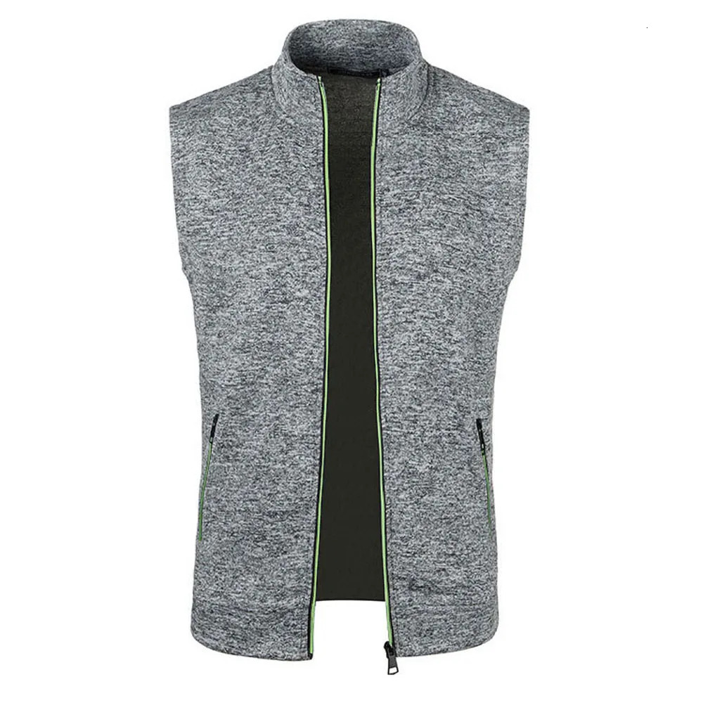 Autumn Winter Stand Collar Sleeveless Pocket Thin Knitted Slim Cardigan Waistcoats Men Vests BSDZW122 241129