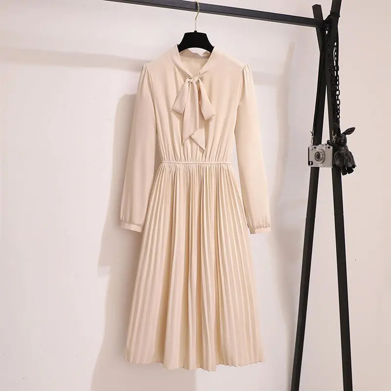 Xiaoxiangfeng Spring Autumn Outfits Early 2024 Elegant VNeck Pearl Vest French Style Bowknot Dress Two Piece Set 241129