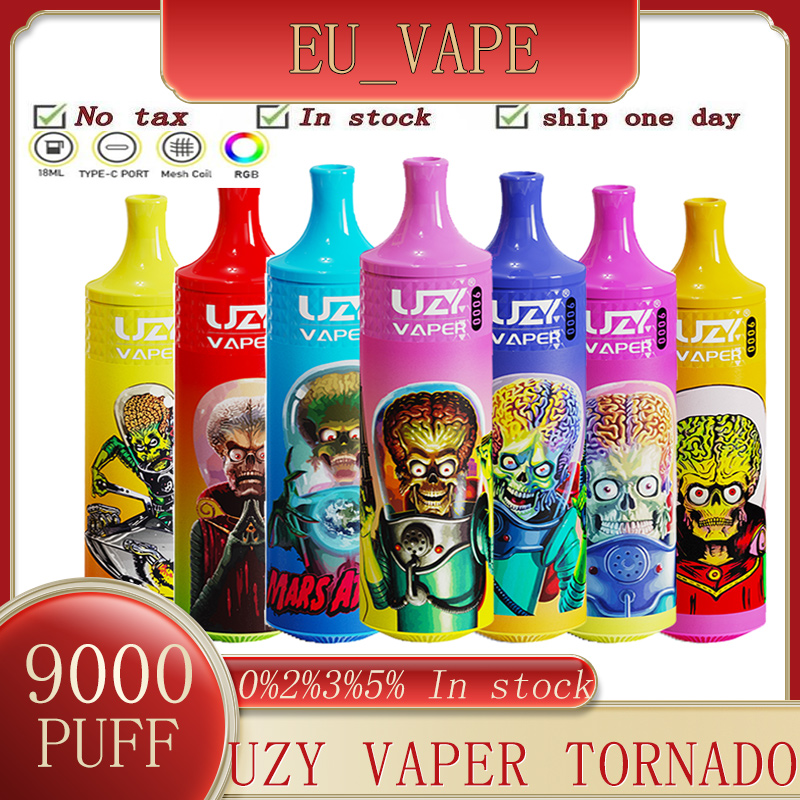 Original UZY Vaper 9000 Puffs Disposable Vape vaper E-cigarettes Mesh Coil 0 2 3 5% 18ml Disposables Vapes UZY 9000 9k