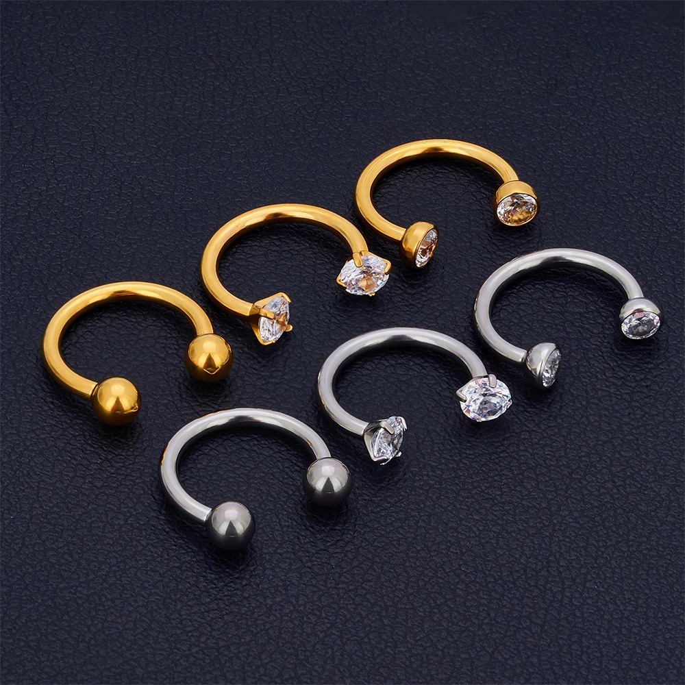 5Pcs G23 16G CZ Tragus Eyebrow Piercing Body Jewelry Labret Lip Ring Stud Earrings Septum Nose Rings Internal Thread 241125