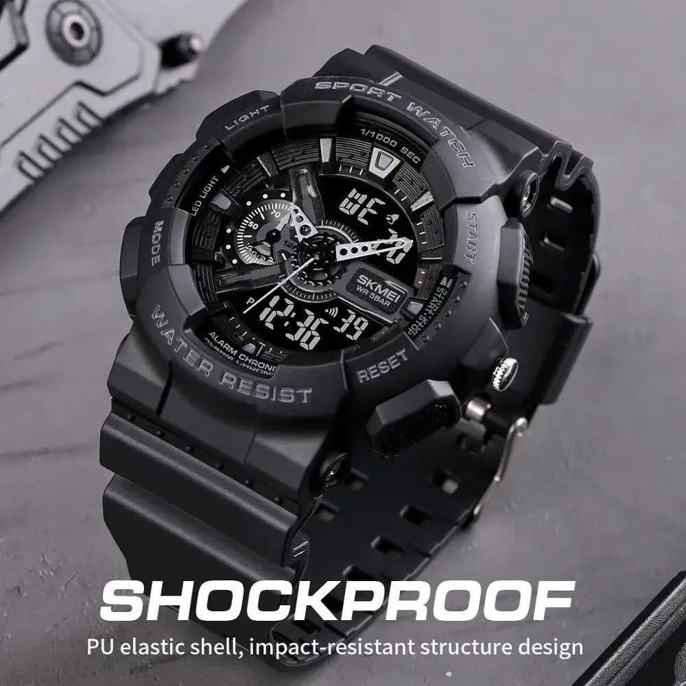 SKMEI Youth Sport Digital Mens Shockproof Waterproof Two Hand Wrist D Timing Alarm Clock Mens Cool Hour M241128
