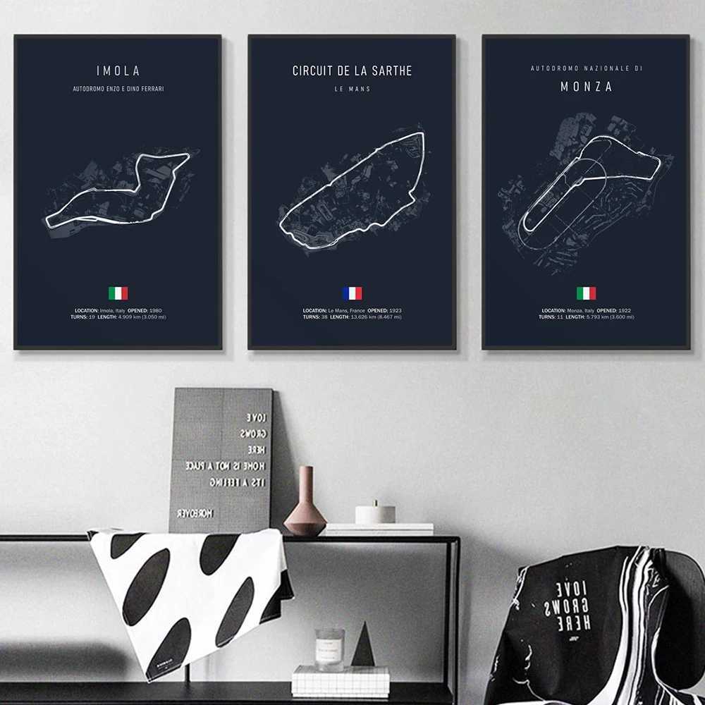 F1 Imola Monaco Circuit Canvas Painting Forla F1 Wall Art Nordic Poster Aesthetics Racing Home Decoration Pictures W241128