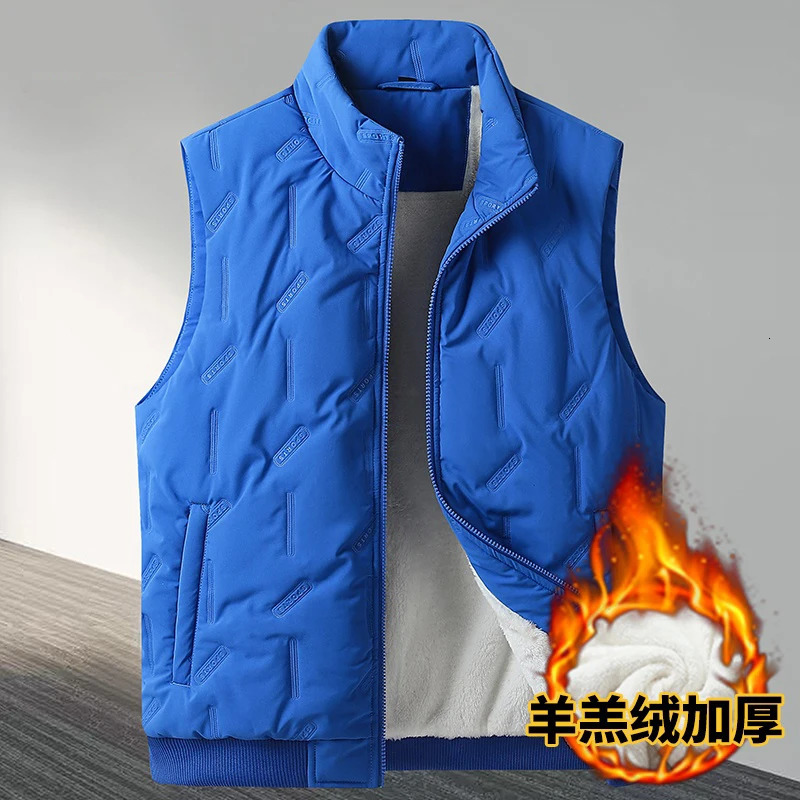 8XL 9XL 10XL Plus Size Mens Warm Vests Lamb Velvet Autumn and Winter Waistcoat Solid Color Oversize Jacket 241129