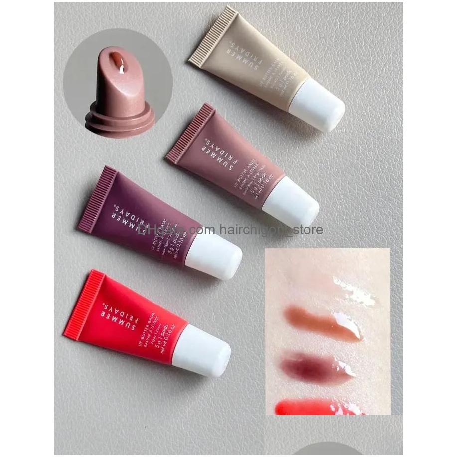 Lip Gloss Summer Fridays Set 4Pcs Lipgloss 5G Mini Makeup Gift Box Moisturize Smooth Oil Jelly Lipsticks Beige Vanilla Brown Sugar 4 Dh9T1