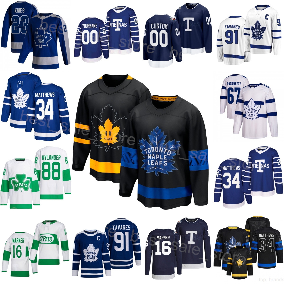 Women Man Kids Hockey Maple Leafs Jerseys 16 Mitch Marner 88 William Nylander 23 Matthew Knies 67 Max Pacioretty 64 David Kampf Stitched Reverse Retro Stadium