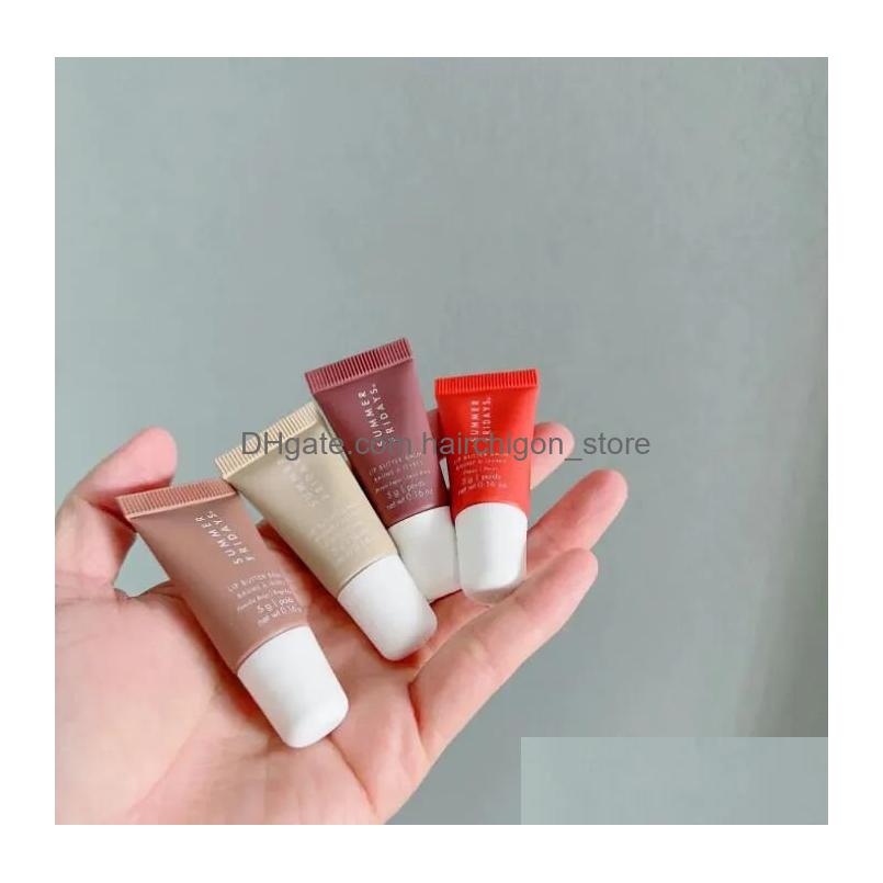 Lip Gloss Summer Fridays Set 4Pcs Lipgloss 5G Mini Makeup Gift Box Moisturize Smooth Oil Jelly Lipsticks Beige Vanilla Brown Sugar 4 Dh9T1