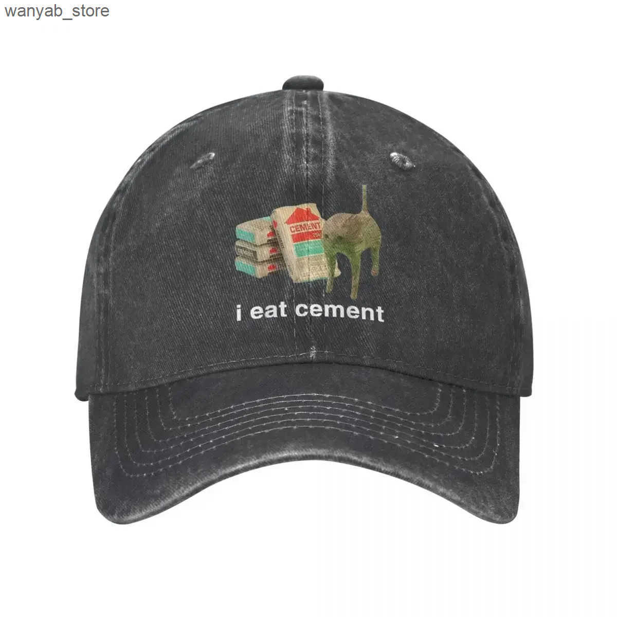 Ball Caps I eat cement cursed cat baseball cap retro painful cotton interesting strange special meme dad hat man woman outdoor running golf L240910